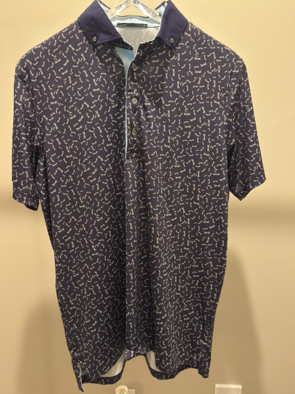 Greyson Navy Printed Performance Golf Polo Men’s Medium